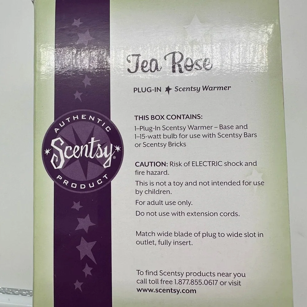 Scentsy‎ Mini-Wax Warmer Plug-In Tea Rose Nightlight Scent w/ Winter Pine Wax